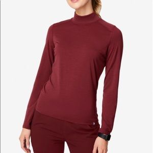 FIGS Merino Wool Mock Neck Underscrub Burgundy